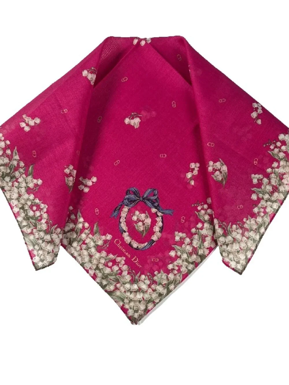 Vintage Christian Dior Lily of the Valley Cotton Scarf